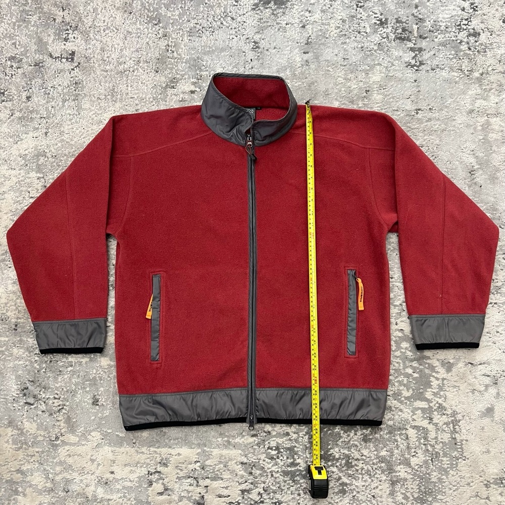 Vintage Think Pink Fleece pullover Coat Jacket Red Black Full Zip Size 48 M-L